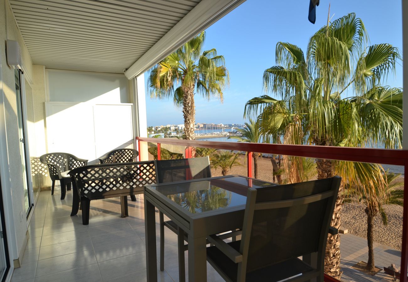Apartamento en Salou - Ancora Miramar:Terraza vista mar-1a línea playa-Wifi,A/C,parking incluidos